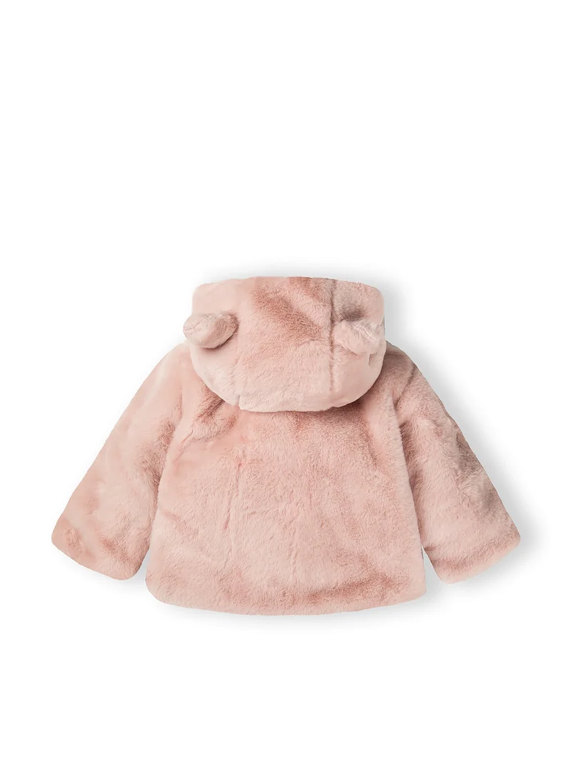 MINOTI Girls baby jacket with bear ears light pink